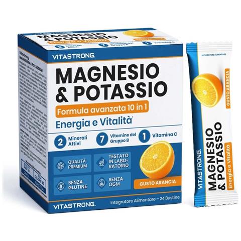 Magnesium & Potassium 10-in-1 Formula - 24 Sticks Con Vitamina C E B-vitamine, Gusto Arancia, Senza Saccarosio - Foto 1