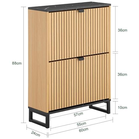 Scarpiera Salvaspazio In Effetto Marmo Nero E Legno Chiaro 2 Ante - Foto 2