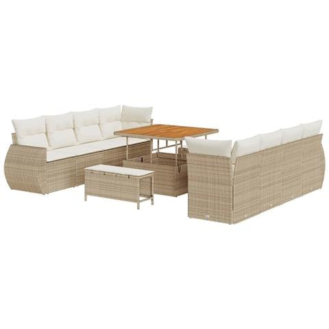 Set Divano da Giardino 11 pcs Beige Poly Rattan - Foto 1