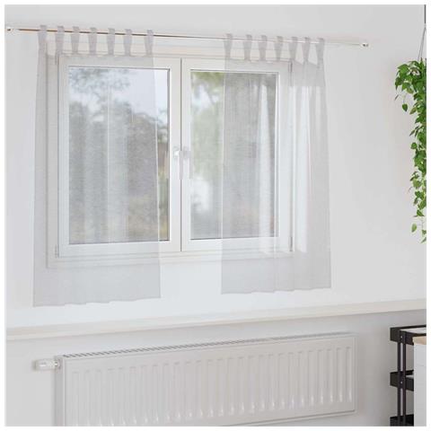Tende con tende 2 pcs Grigio chiaro 140x140cm Poliestere - Foto 2