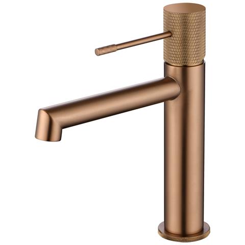 Imex Miscelatore Lavabo Monocomando In Ottone Con Finitura Oro Rosa Spazzolato Cartuccia Ceramica Ø26 Mm Top Set 2 Flessibili 3-8 Inclusi Altezza 200 Mm Canna 150 Mm – Modello Bdd038-1orc - Foto 1