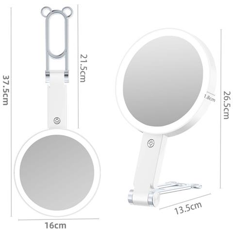 Specchio Per Trucco Con Luce Led E Supporto A Orsetto - Ingrandimento 30x, Portatile E Ricaricabile White - Foto 6