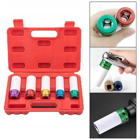 Set Di Bussole A Impatto 1/2"" - Acciaio Crv, Protezione Cerchi | Misure: 15-22 Mm, Lunghezza 79 Mm | Valigetta Inclusa - Foto 8