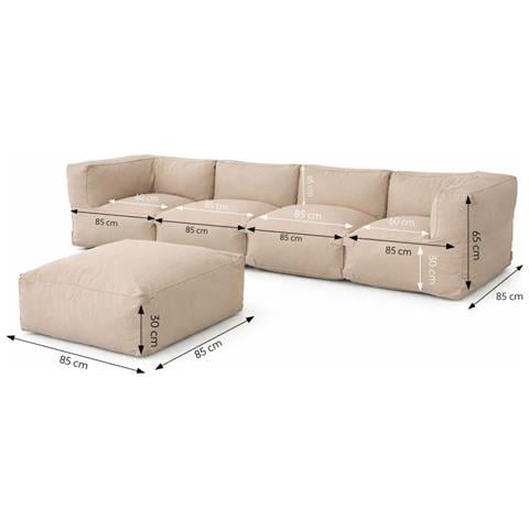 Praiano Salotto Da Giardino Modulare Da 5 Posti Beige In Tessuto Idrorepellente - Foto 2