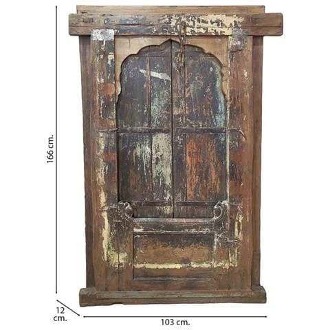 Finestra In Legno Marrone Fatta A Mano 103x12x166 Cm - Foto 4