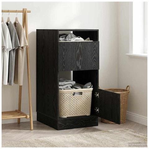 Mobile da lavanderia con porta Rovere Nero 50 x 68 x 102 cm - Foto 2