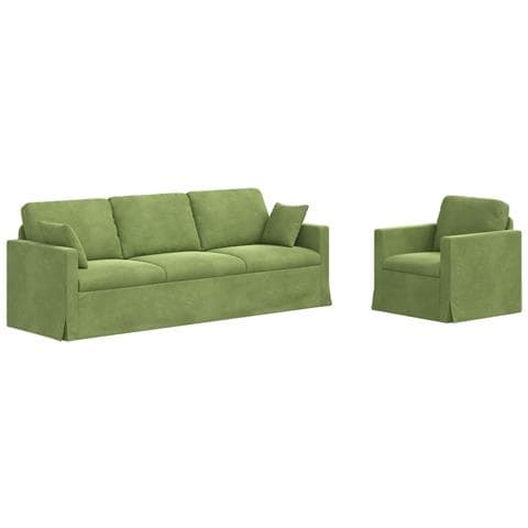 Set di divani 2 pcs Verde chiaro 228 x 78 x 80 cm Velluto - Foto 1