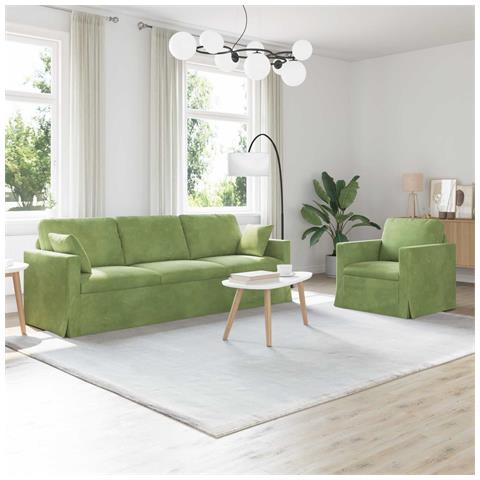 Set di divani 2 pcs Verde chiaro 228 x 78 x 80 cm Velluto - Foto 2