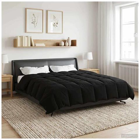 Duvet Invernale Trapuntato Nero 200 x 220 cm Microfibra - Foto 2