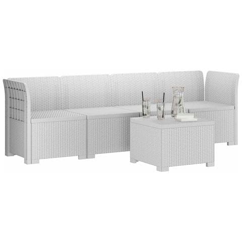 Divano da Giardino a 4 Posti in Stile Rattan PP Bianco - Foto 2