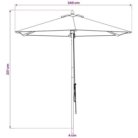 Ombrello da giardino Ø 240 x 237 cm Legno di Eucalipto Massello - Foto 8