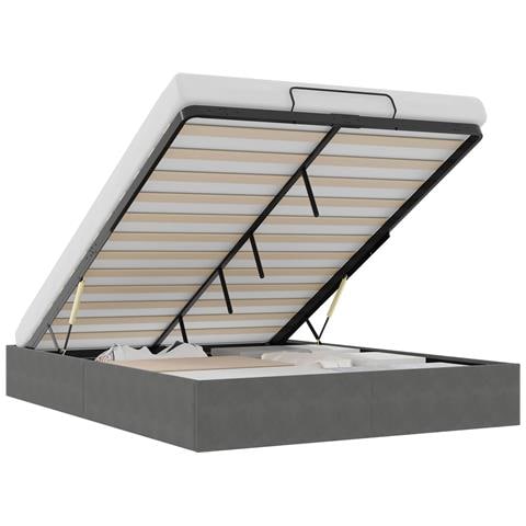 Letto ottomano Grigio Scuro 153 x 203 cm Velluto - Foto 1