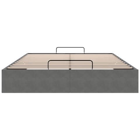 Letto ottomano Grigio Scuro 153 x 203 cm Velluto - Foto 10