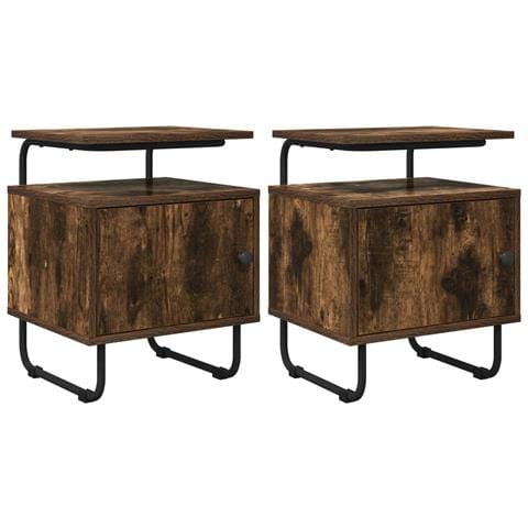 Armadio da Notte 2 pz Rovere Fumo Legno ingegnerizzato - Foto 1