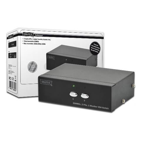 Switch Selettore Video Vga 15 Poli Femmina 2 Pc 1 Monitor Con Condivisione Audio - Foto 1