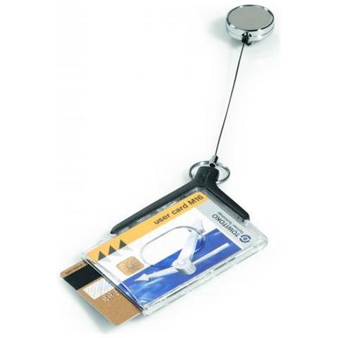 Portabadge Rigido De Luxe Pro 2 Tessere Chiocciola Yo-yo Cromata 54x87mm Carbone 10pz - Foto 1