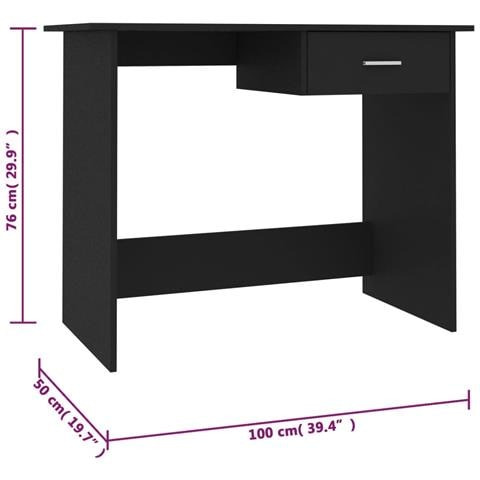 Scrivania Nera 100x50x76 cm in Legno Multistrato - Foto 2