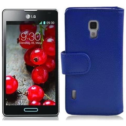 Custodia Compatibile Con Lg Optimus L7 Ii In Blu Reale - Coperchio Protettivo In Ecopelle Testurizzata E Tasca Per Carte Di Credito - Foto 1