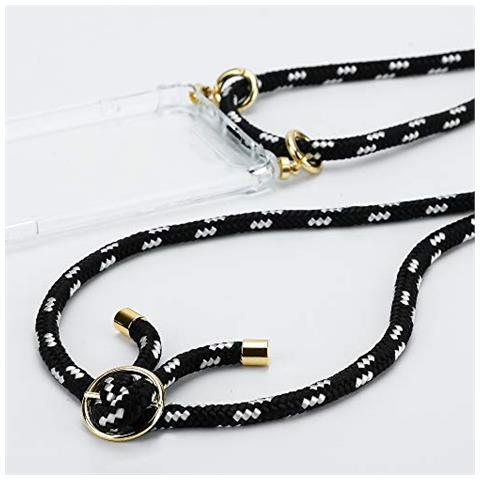 Catena Di Telefoni Cellulari Compatibile Con Apple Iphone 7 / 7s / 8 / Se 2020 In Nero Argento - Coperchio Protettivo In Silicone Con Anelli D'oro, Cinturino In Corda E Custodia Staccabile - Foto 2