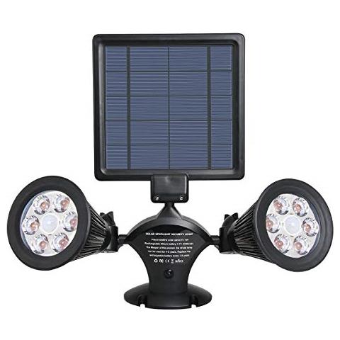Dolby W31 Proiettore Doppio Faretto Solare 12 Portato Impermeabile Esterno Di Luce Rilevatore Con Movimento Sensore, Plastica, Incasso 3w, Nero, 41 X 31 X 9.5 Cm Metallo; Plastica - Foto 2