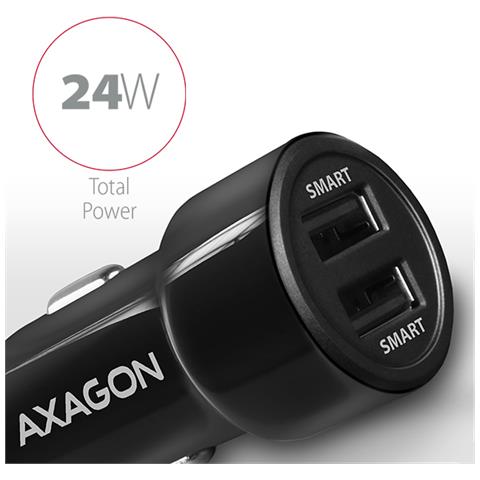 Pwc-5v5 Caricabatterie Per Dispositivi Mobili Auto Nero (Car Charger Smart 5v 2.4a + 2.4a. 24watt)  - Foto 2