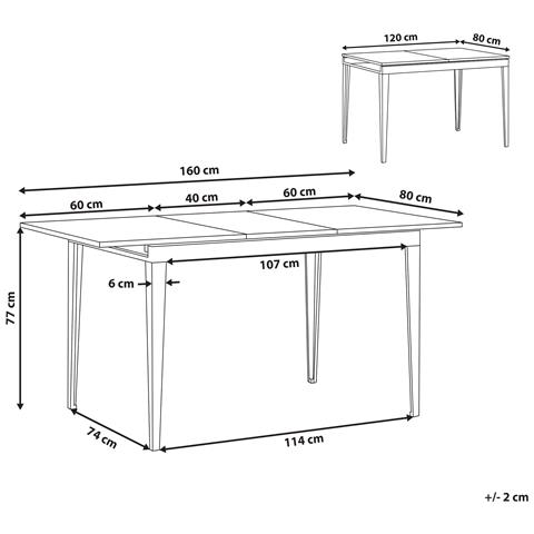 Tavolo Da Pranzo Allungabile Nero 120/160 X 80 Cm Norley - Foto 12