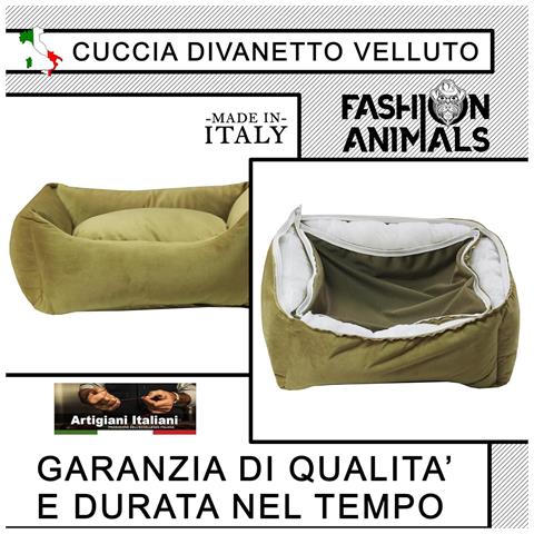 Divanetto Con Cuscino In Velluto Completamente Sfoderabile Cuccia Letto Per Cani Gatti Made In Italy (giallo-s-55x45x18 Cm) - Foto 2