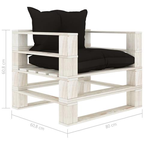Poltrona da Giardino Pallet con Cuscini Neri in Legno - Foto 6