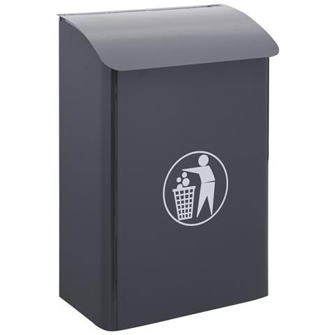 E6115 Cestino Portarifiuti A Muro Per Interni E Aree Comuni, Cestino Da Parete In Acciaio, 30 L, Grigio Antracite, Rifiuti Generici - Foto 1