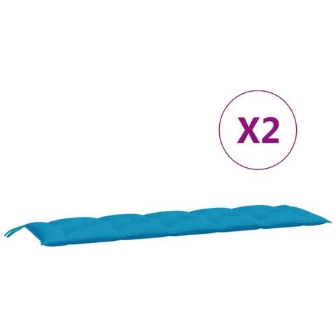 Cuscini Per Panca 2 Pz Azzurri 180x50x7 Cm In Tessuto Oxford - Foto 2