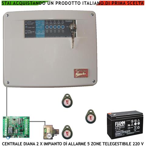 Diana 5 Zone Centrale Allarme Batteria 12 V 7,2 Ah Per Impianto Antifurto Filo Chiave Di Prossimità 3 Tag Gestisce Sen - Foto 1