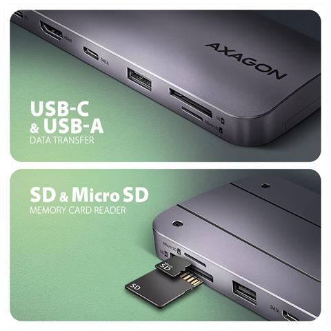 HMC-6GM2 USB 10Gbps hub USB-A USB-C HDMI M. 2 SD /mSD PD 100W USB-C Cablato USB 3.2 Gen 2 (3.1 Gen 2) Type-C Grigio - Foto 2