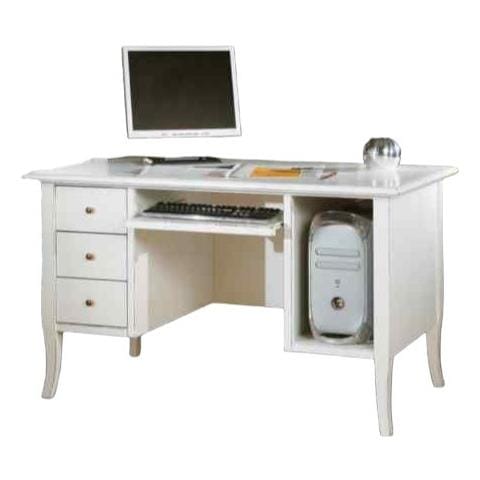 Scrivania Porta Computer Legno Bianco Opaco 130x75x81 - Foto 1