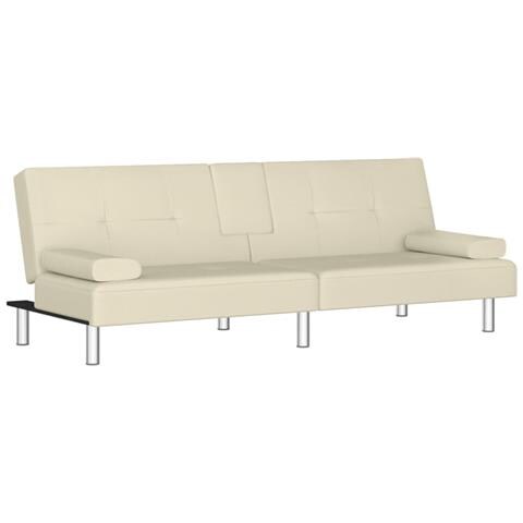 Divano Letto Con Portabicchieri In Similpelle Crema - Foto 1