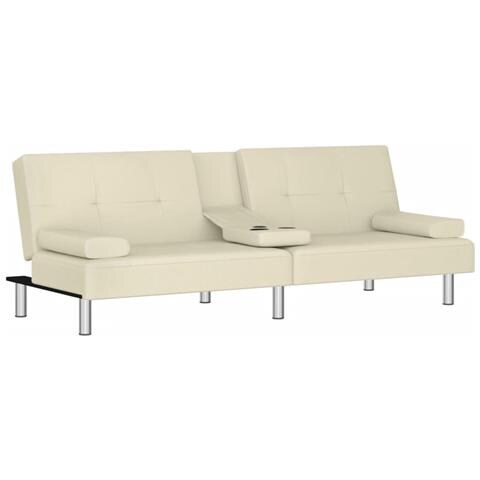 VIDAXL Divano Letto Con Portabicchieri In Similpelle Crema ePRICE