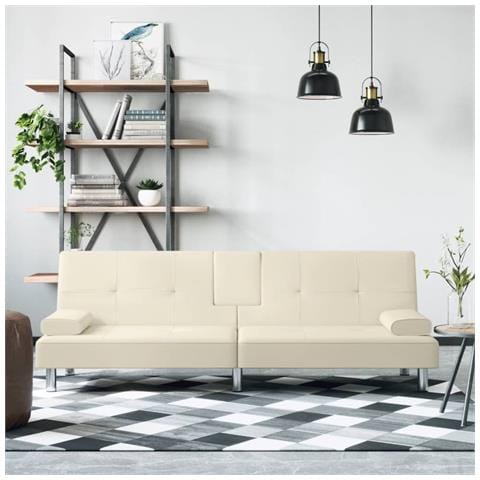 VIDAXL Divano Letto Con Portabicchieri In Similpelle Crema ePRICE