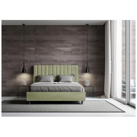 Letto Contenitore Imbottito 140x210 Microfibra Tè Verde Agueda - Foto 2