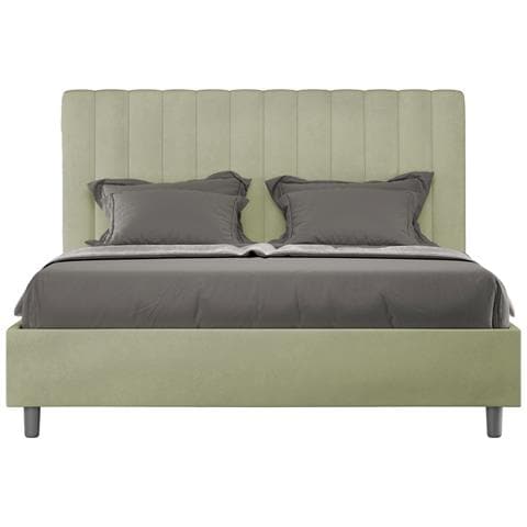 Letto Contenitore Imbottito 140x210 Microfibra Tè Verde Agueda - Foto 1