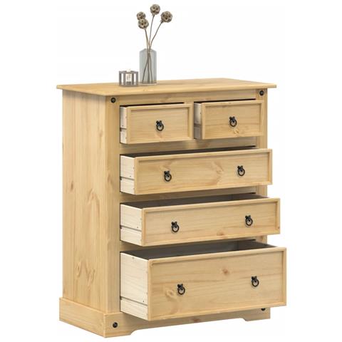 Cassettiera Corona 92x48x114 Cm In Legno Massello Di Pino - Foto 1