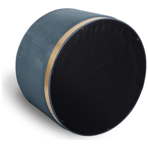 Pouf Charlotte Ii In Velluto Blu Celadon E Metallo Dorato - Foto 2