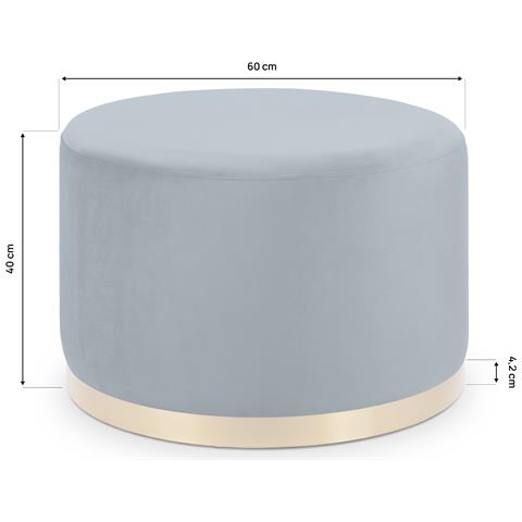 Pouf Charlotte Ii In Velluto Blu Celadon E Metallo Dorato - Foto 8