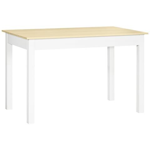 Tavolo da Pranzo 4-6 Posti Design Moderno per Cucina e Soggiorno, 119x70x75cm, Bianco e Legno - Foto 1