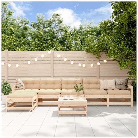 Set Salotto Da Giardino 7 Pz In Legno Massello Di Pino - Foto 1