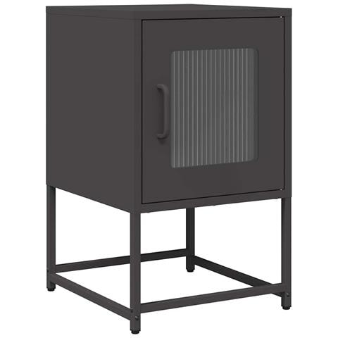 Comodino Nero 36x39x60,5 Cm In Acciaio Laminato A Freddo - Foto 2