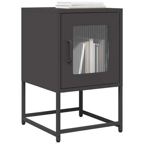 Comodino Nero 36x39x60,5 Cm In Acciaio Laminato A Freddo - Foto 1