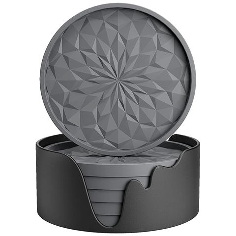 Set Di 6 Sottobicchieri In Silicone Con Supporto Grey - Foto 1