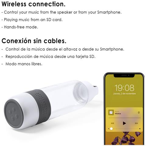 Borraccia Con Altoparlante Padow, 500ml, Funzione Vivavoce E Lettore Di Micro Sd - Foto 5