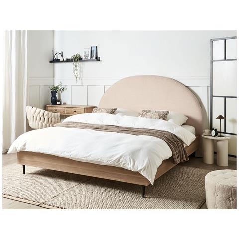 Letto Bouclé Millay 180 X 200 Cm Beige - Foto 1