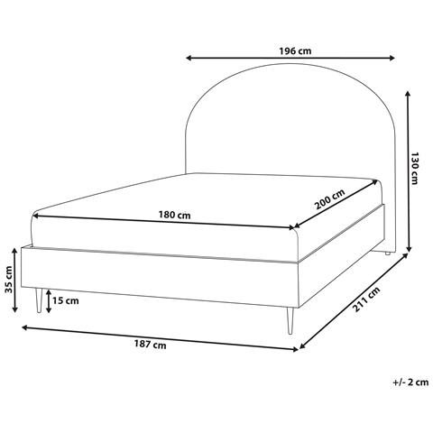Letto Bouclé Millay 180 X 200 Cm Beige - Foto 8