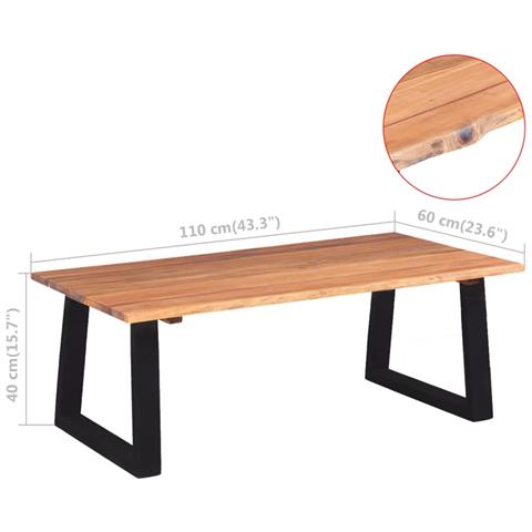 Tavolino Da Salotto In Legno Massello Di Acacia 110x60x40 Cm - Foto 7